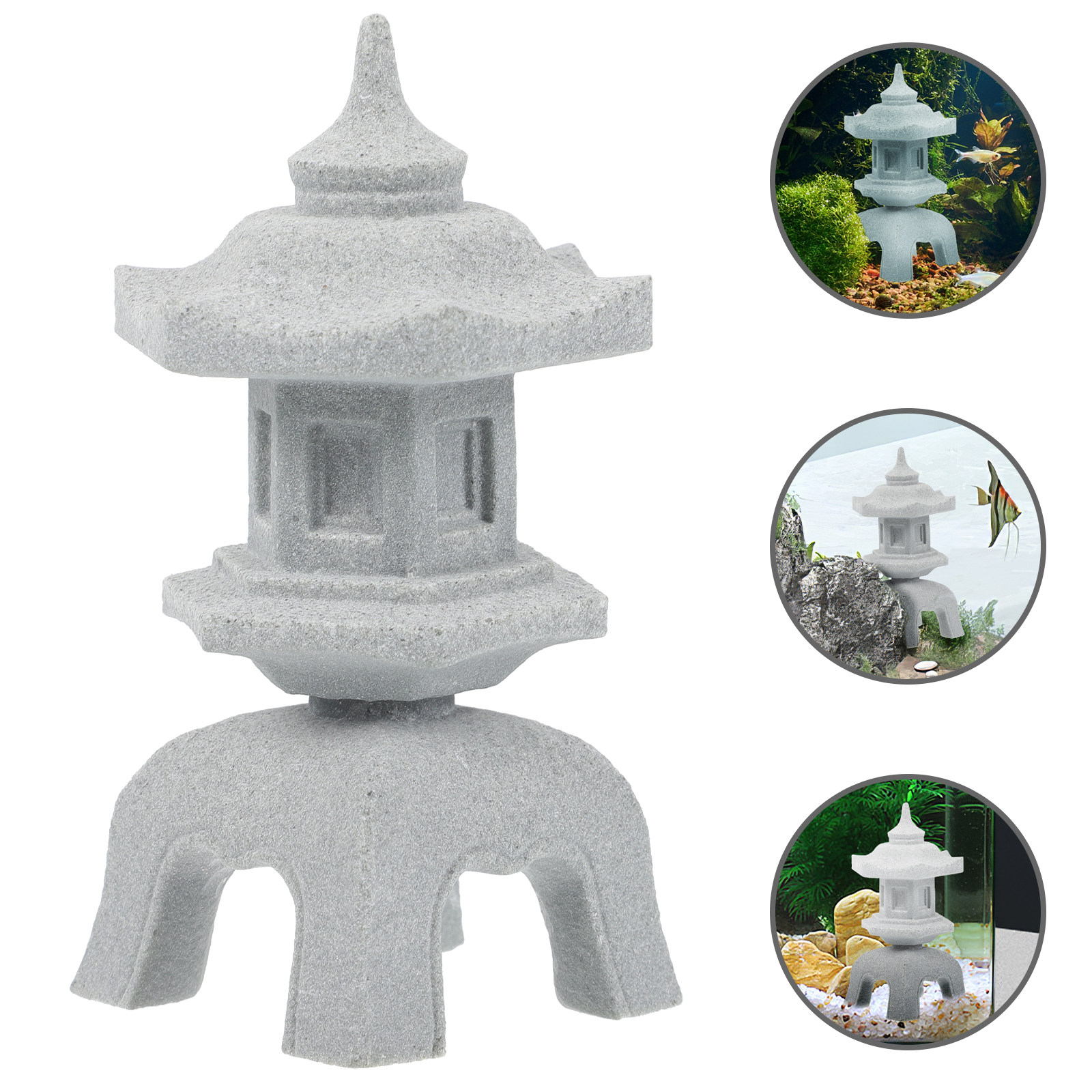 Bonsai Garden Landscape Design - Premium Stone Lamp Shape Aquarium Ornament