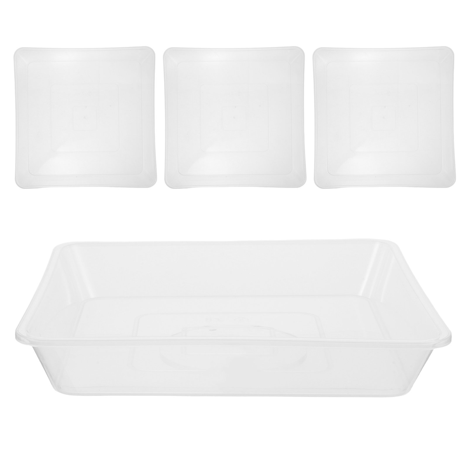 4Pcs Transparent Square Plant  - огляд і ціна Drip Tray Saucer
